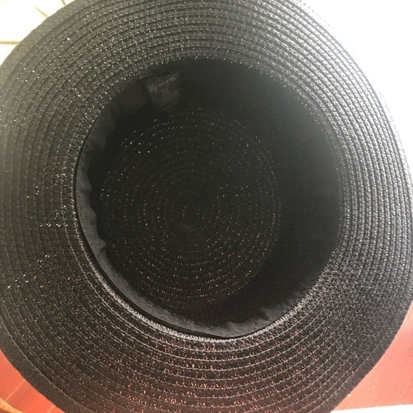 Leopard Black paper straw hat with buckle trim slight flare - Picture 3 of 8